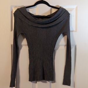 It's Our Time Off-the-Shoulder Gray Sweater